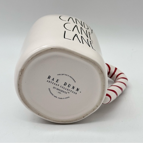 Rae Dunn CANDY CANE LANE Ceramic Holiday Red Mug with Candy Cane Handle - Picture 5 of 5